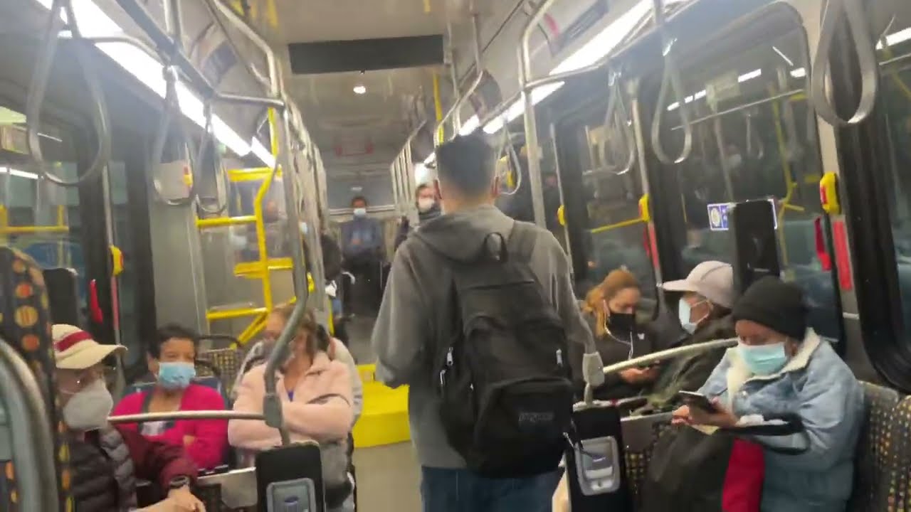 Early Morning Public Bus Ride in Los Angeles California USA