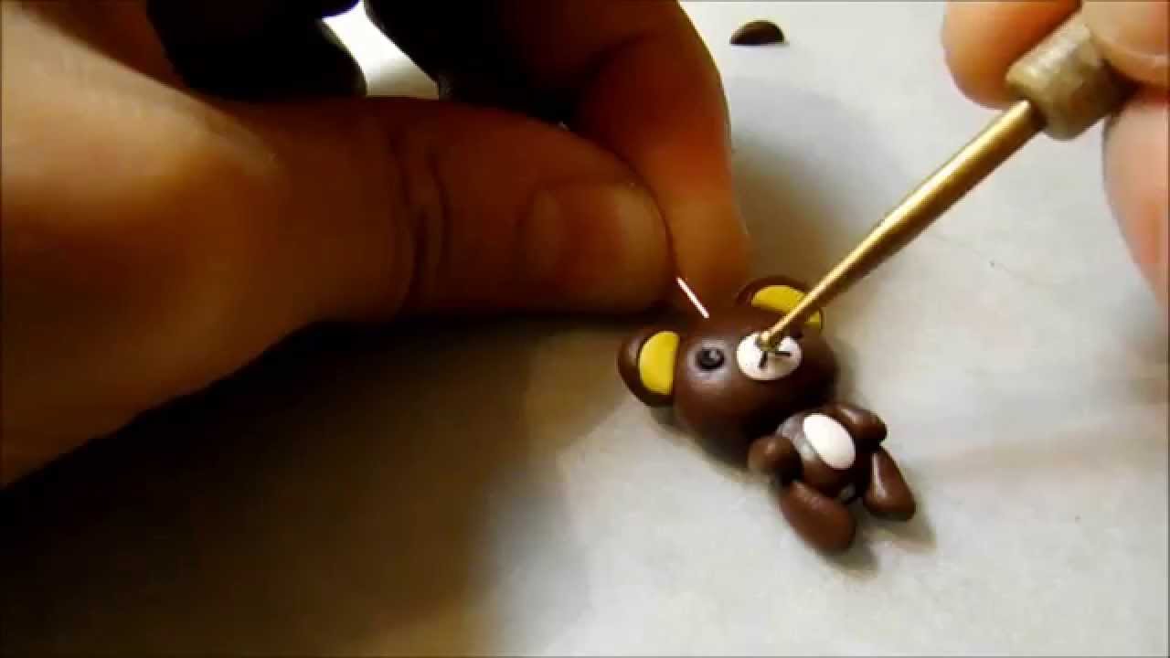 Tutorial Fimo Rilakkuma / How-to make a Rilakkuma charm in polymer clay