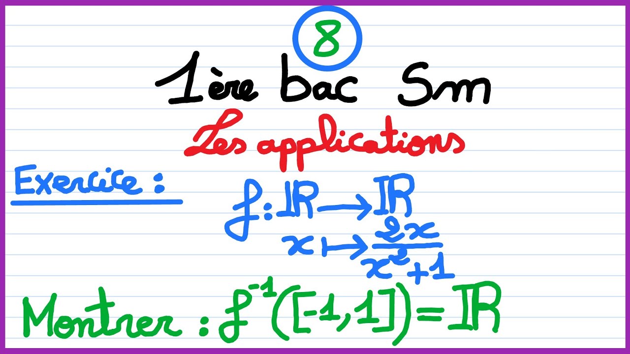 1er bac sm : les applications (8) :Exercice sur l'image réciproque d'une partie par une application