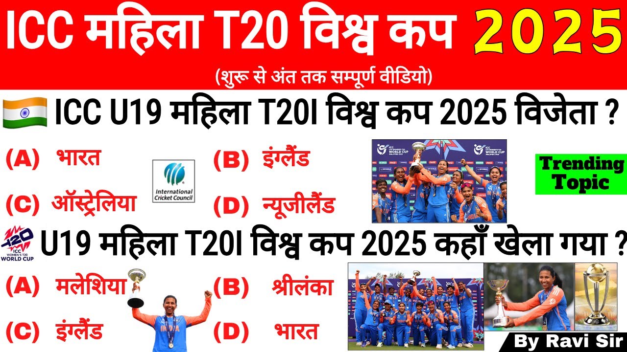 ICC Women's T20 World Cup 2025 | Sports Current Affairs 2025 | Sports Gk | SSC RAILWAY | Gk Trick