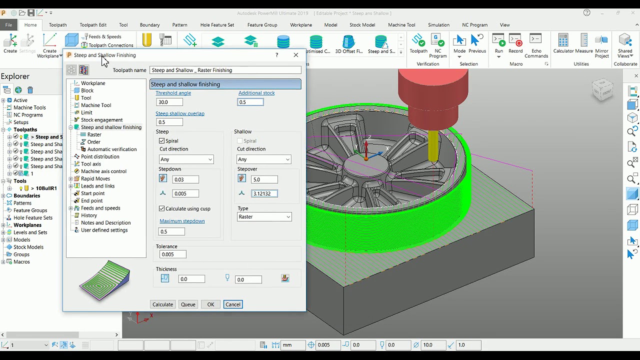 Autodesk PowerMill - Steep And Shallow Finishing - Tutorial 30 - Tamil
