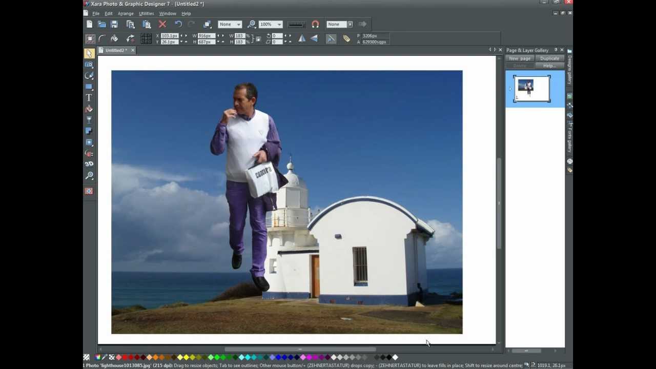 Xara Photo & Graphic Designer 7 - cutting out an object/person and putting it into another image
