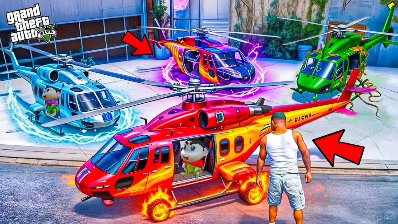 Franklin And Shinchan Found 4 Secret Elemental Helicopter in GTA 5! Bangla Gameplay