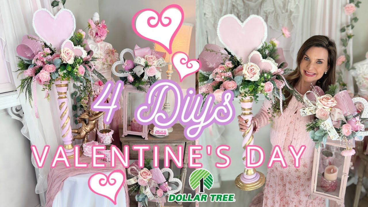 ✨ 💘NEW!! 4 DIY DOLLAR TREE DECOR CRAFTS VALENTINE'S DAY HOBBY LOBBY ✨💘 Love Shack Fancy Shabby Chic