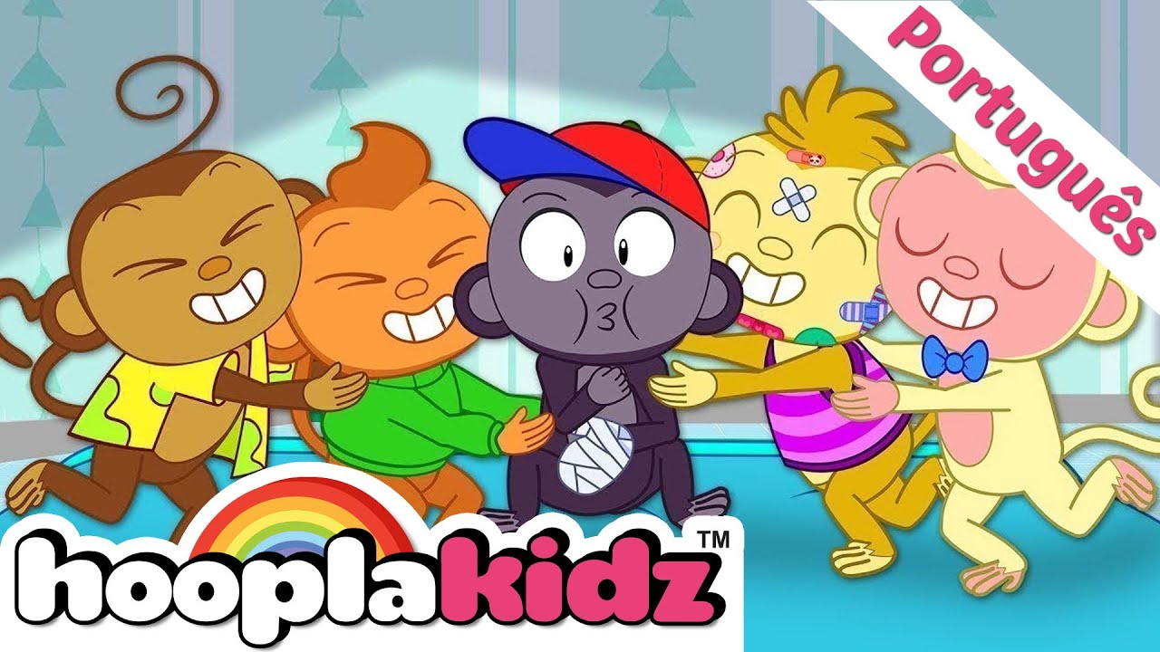 Cinco Macaquinhos | Músicas Infantis 🐵 | HooplaKidz Brasil