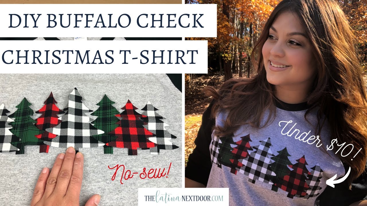 DIY Buffalo Check Christmas Tree Shirt - No Sew