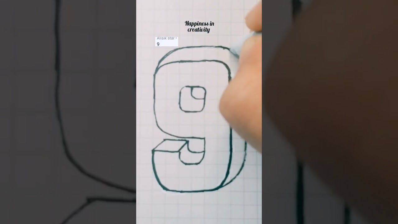 Easy drawing 3d number 9 | #shorts