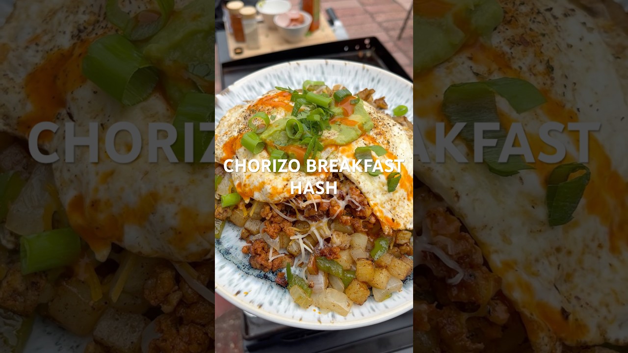 This Chorizo Breakfast Hash may have been one of my favorite breakfasts yet #blackstone #griddle