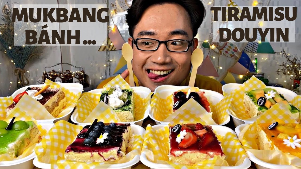 Mukbang Bánh Tiramisu Douyin Siêu Hot Hit - Lần Đầu Ăn Bánh Tiramisu Mix Trái Cây Tươi Nhiều Loại