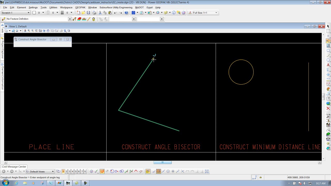 MicrostationV8I SS4 3.3 Construct Angle Bisector