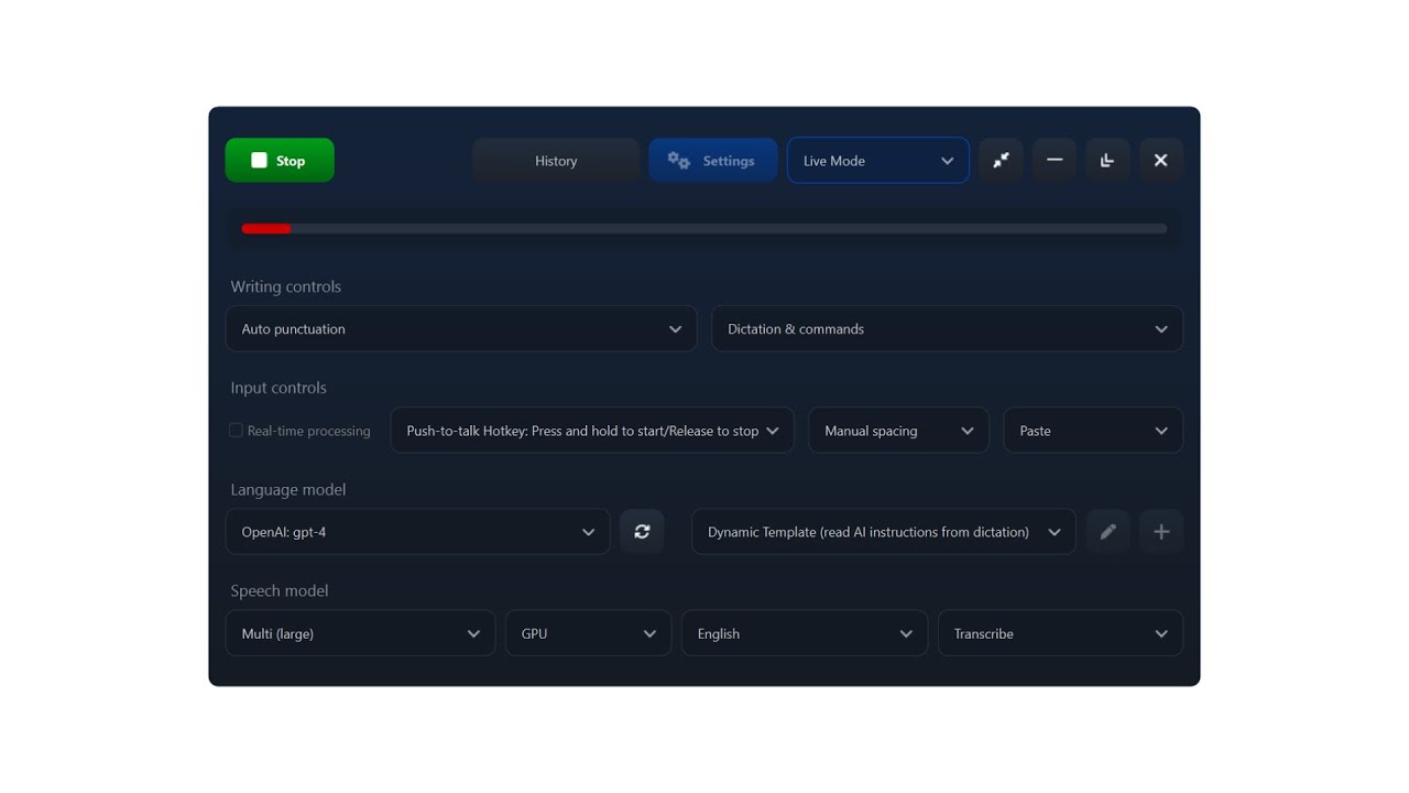 SpeechPulse Version 10 Demo: Live Dictation, File Mode, and System Audio Mode