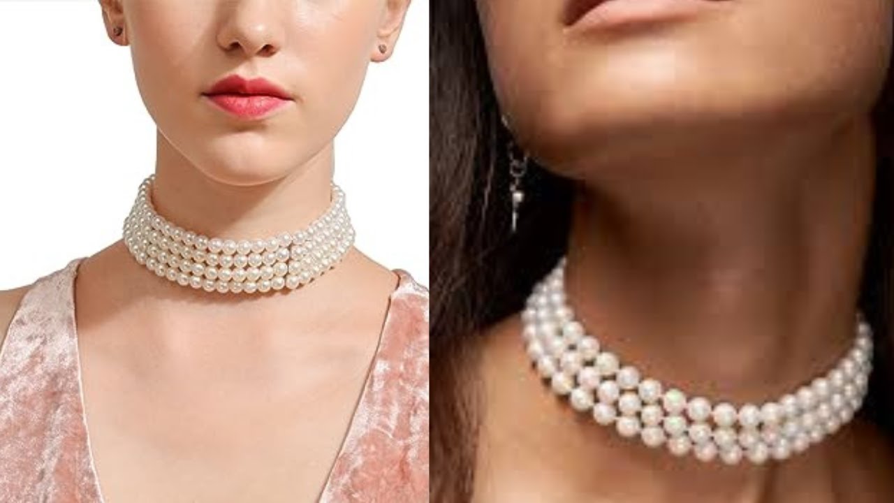 How to make pearl choker at home | 3 layer white pearl choker | Step by step