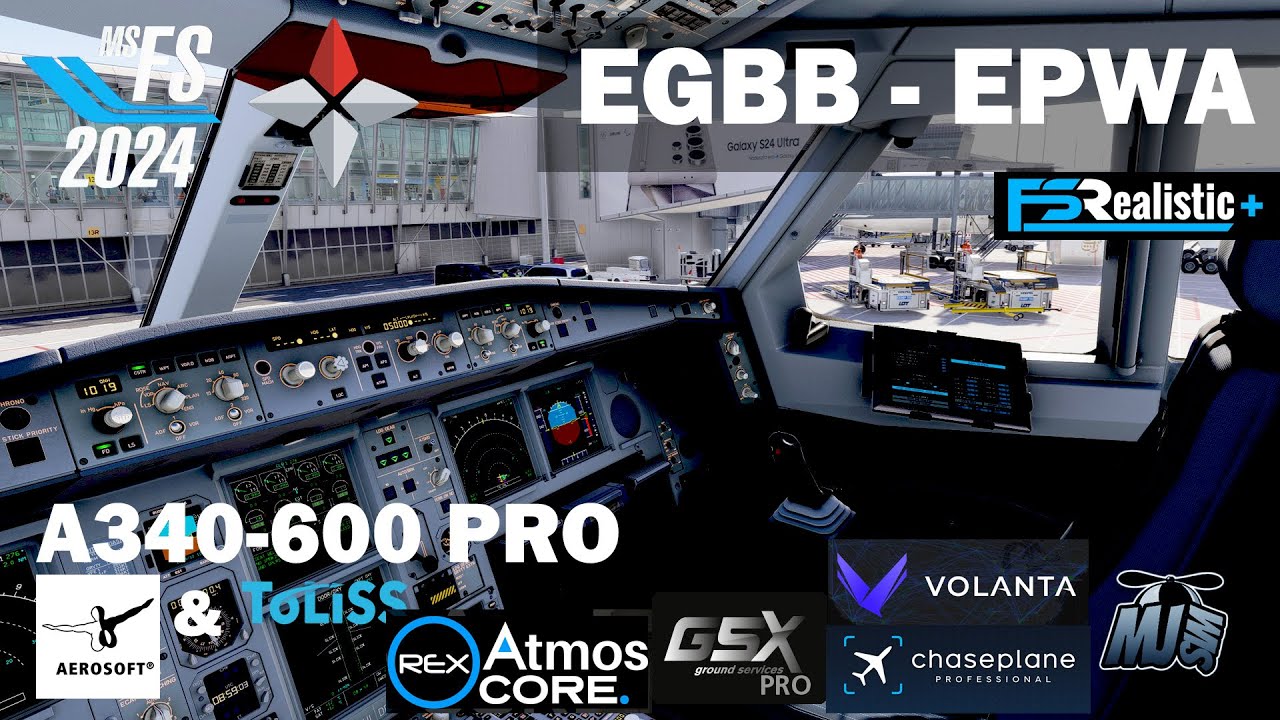 Lecimy w symulatorze MFS2024 z Birmingham do Warszawa | A340-600 Pro Toliss & Aerosoft #mfs2024