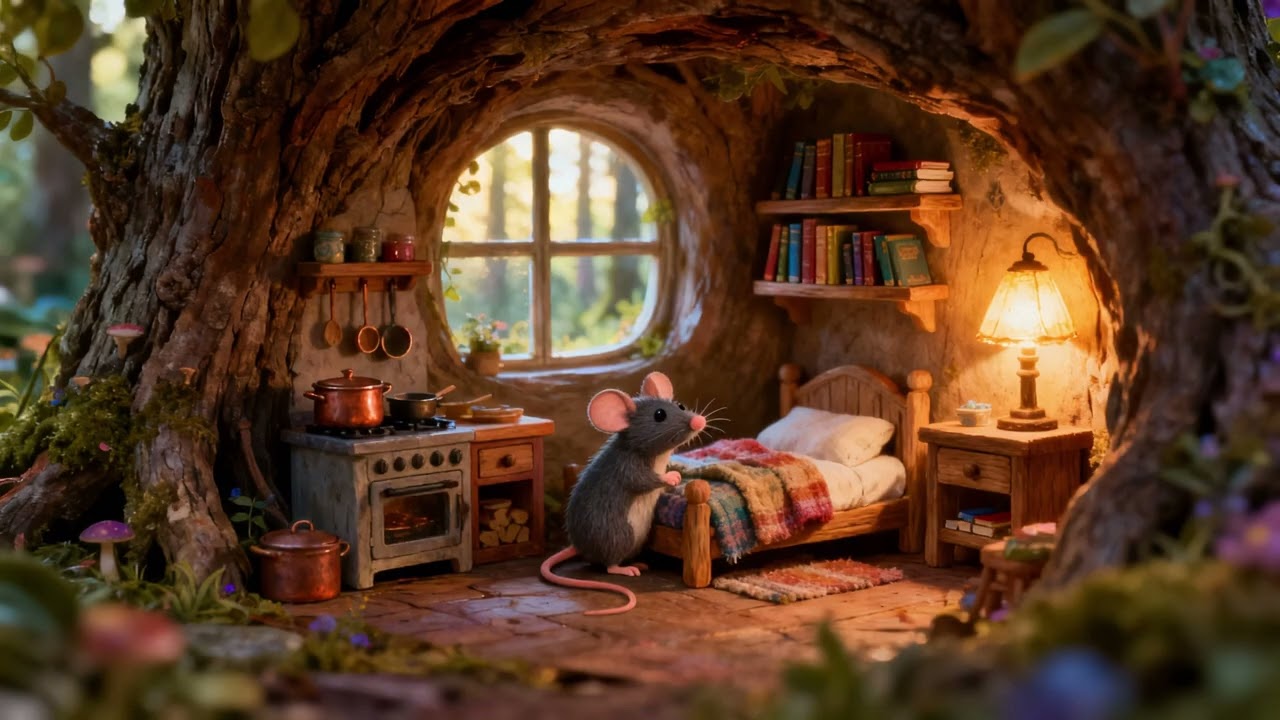 Fairytale Mouse Hollow in the Forest - Relaxing 1h Video