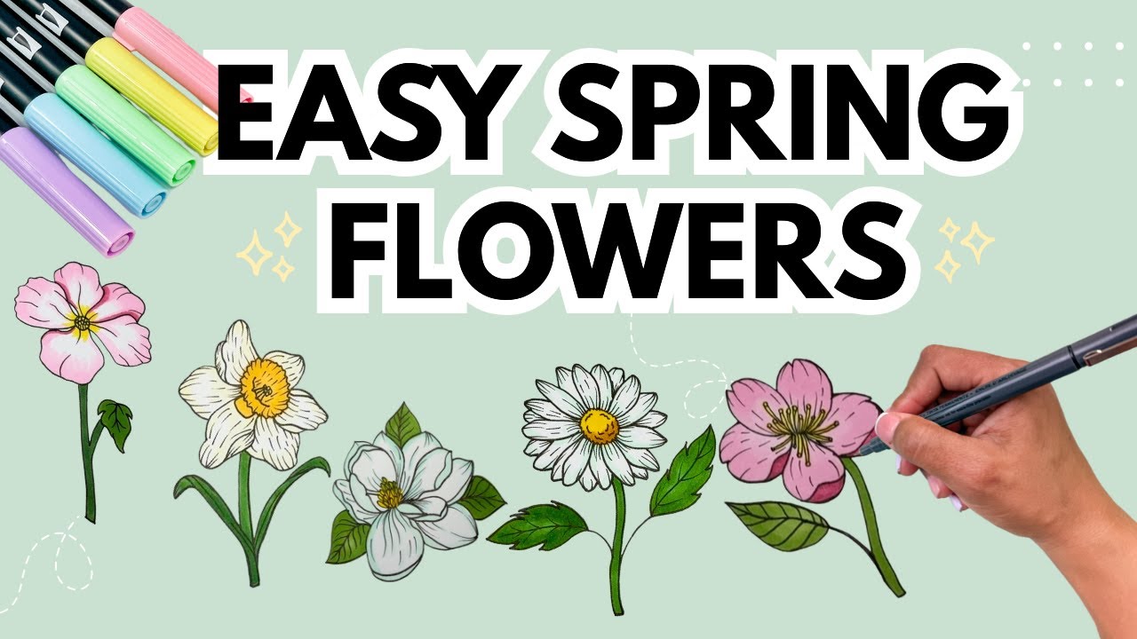 How to Draw 5 Easy Spring Flowers Step by Step!