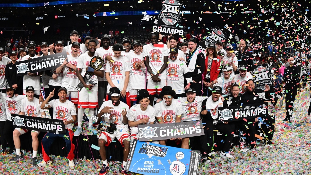 Arizona Wildcats' 2026 Phillips 66 Big 12 Men's Basketball Championship Celebration