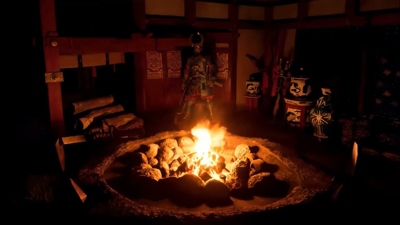 Samurai Fireplace Ambience 🔥 Japanese Hearth | Sleep, Study & Relax (3 Hours)