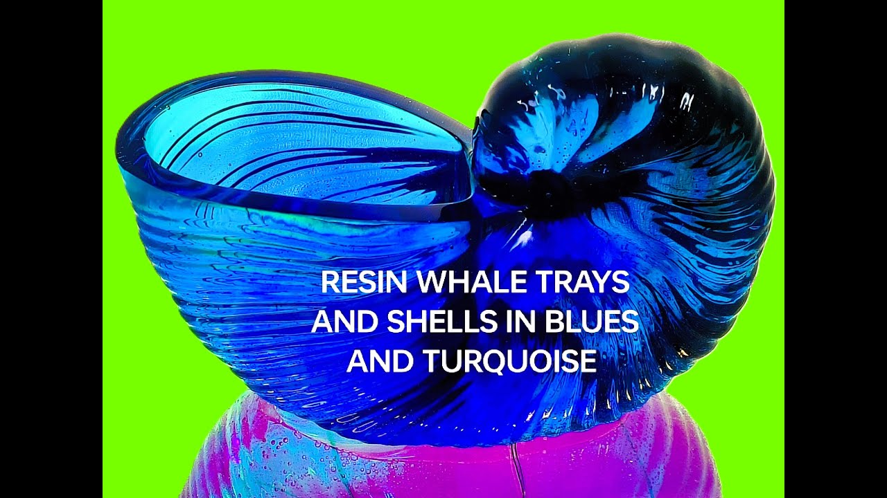 145-Resin Whale Trays and Shells In Gorgeous Blues/Turquoise
