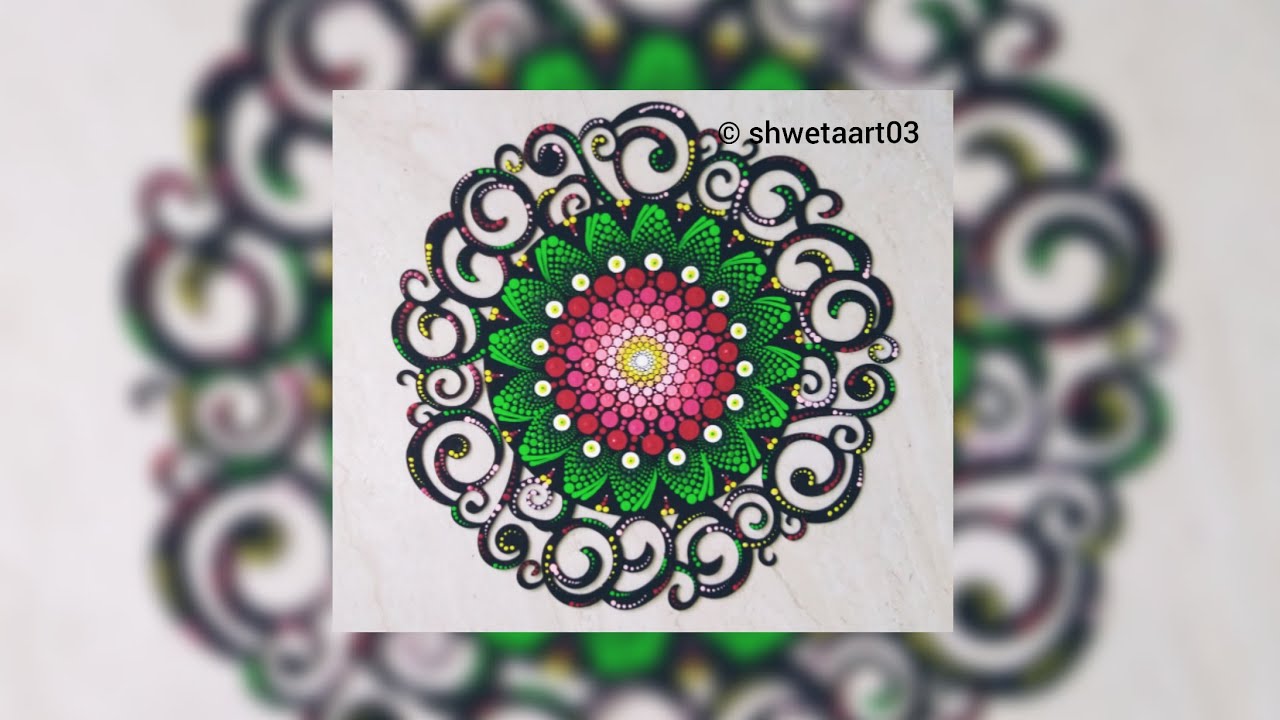 Dot mandala painting on a designer MDF Base #50- full video tutorial by shwetaart03