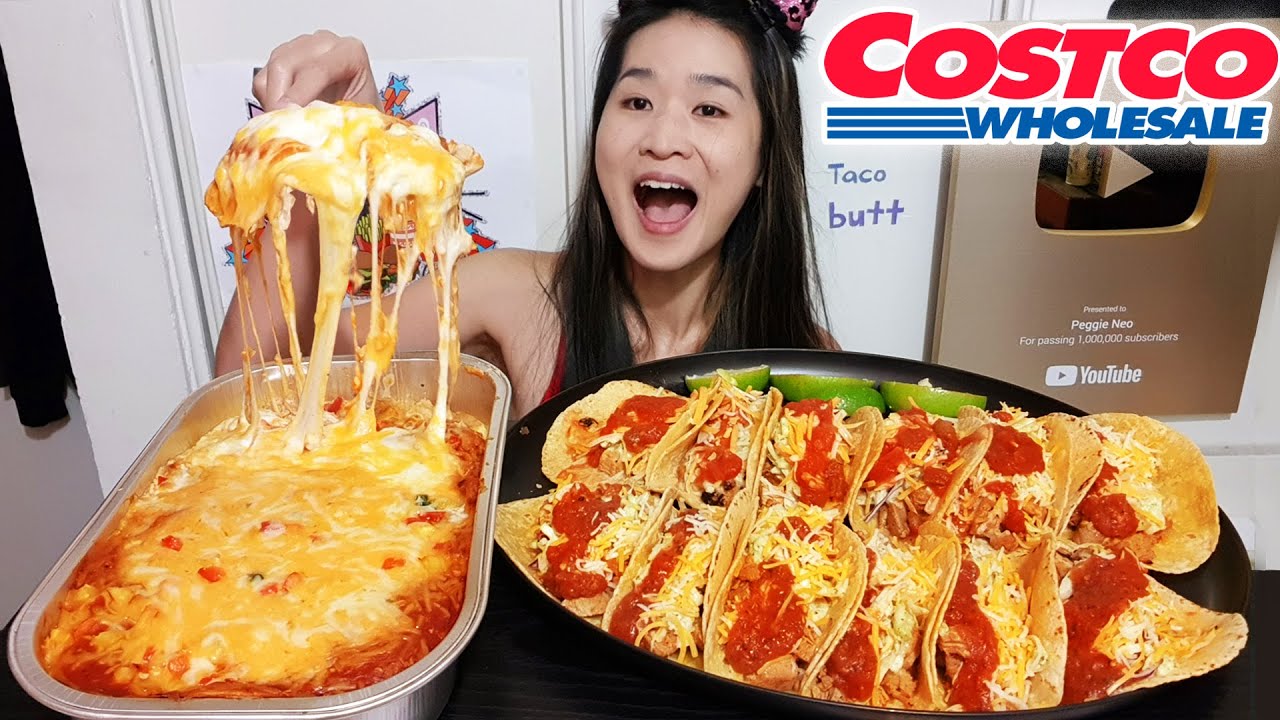 SO CHEESY! Costco Enchilada Bake & Street Tacos! Chicken Enchiladas, Taco Kit - Mukbang Asmr Eating