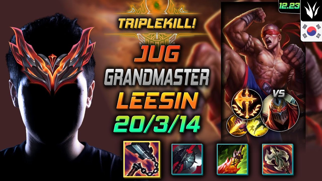 GrandMaster Jungle Ли Син Build Потрошитель Завоеватель - Lee Sin Jungle vs Zed - LOL KR 12.23