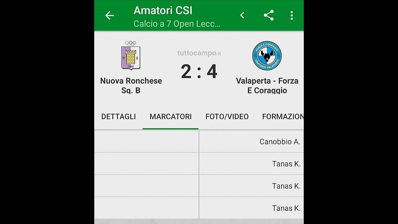 Nuova Ronchese - Valaperta FC. (2 - 4) - Calcio CSI a 7 Open Prov Lecco Gir F 20/02/2025