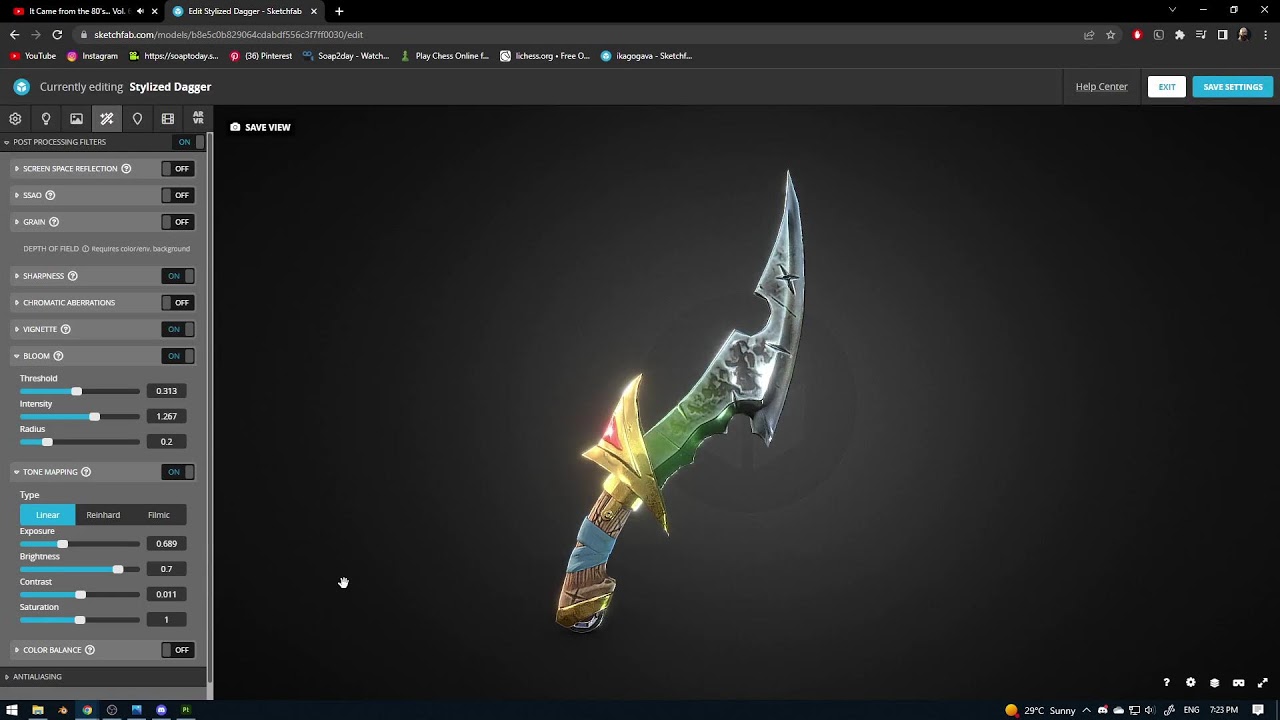 #Stream Modeling Stylized Dagger part 2