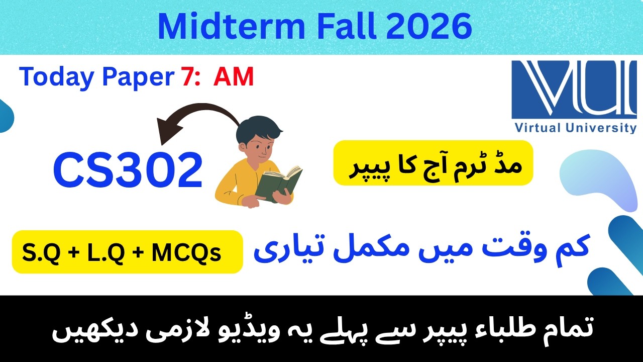 Today CS302 Midterm Current Paper 2026  7 A.M || Today Paper Discussion || CS302 Midterm Exam 2026
