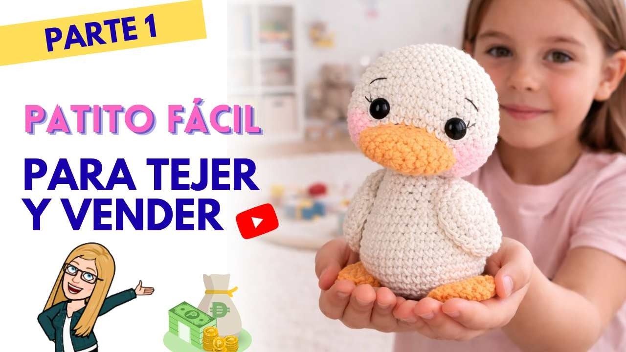 Pato a crochet - ganchillo - amigurumi - peluche a crochet - PARTE 1 (PICO Y CABEZA) - ENG SUBS