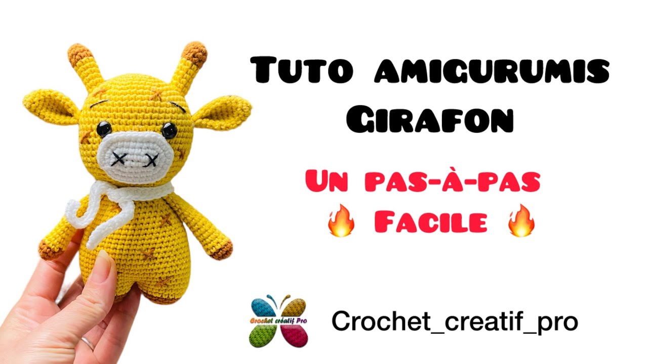 Tuto pas-à-pas amigurumis, girafon en crochet (Amipocket) bébé girafe facile et amusant à faire 🥰