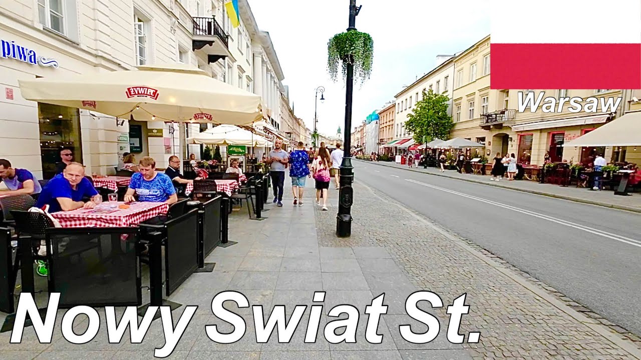 Nowy Swiat Street , Warsaw, Poland 🇵🇱 Summer Street Walk 2023 - 4K 60fps Walking Tour
