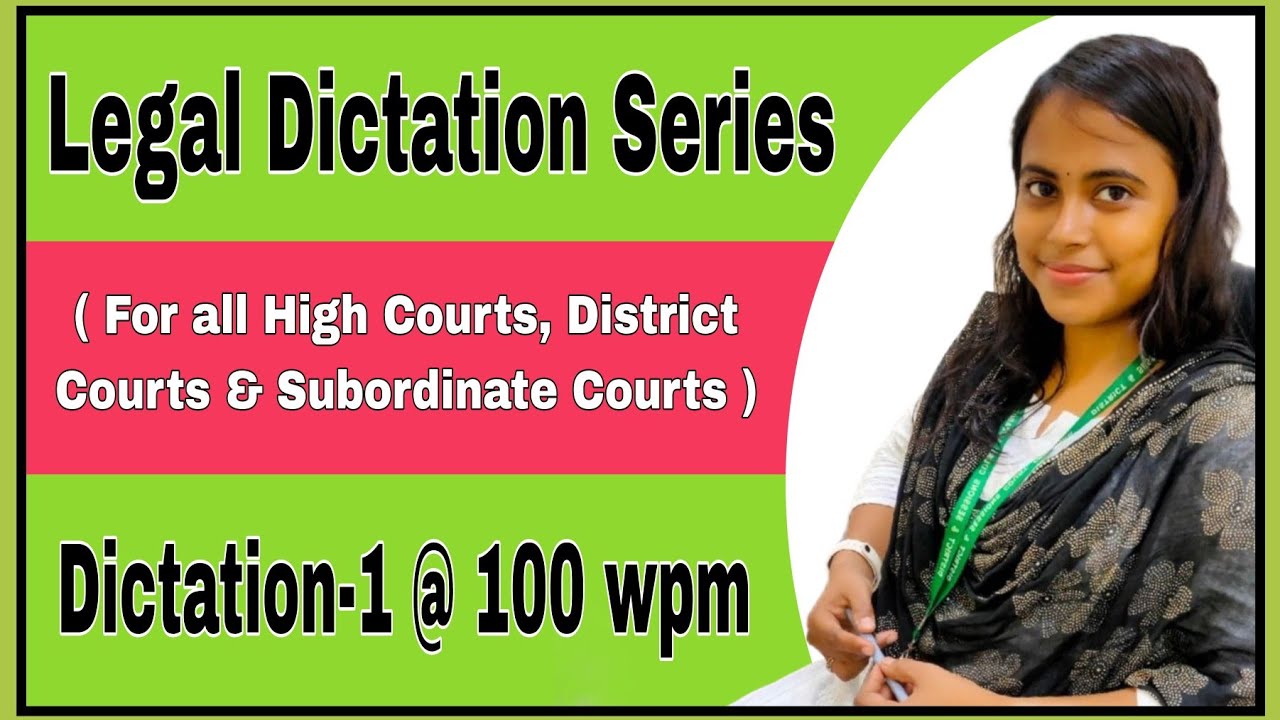 Legal Dictation -1 @ 100 wpm ll English Dictation 100 wpm ll Legal Matter 100 wpm ll #Divyasteno
