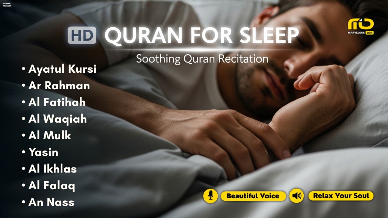 Fall Asleep to Soothing Quran Recitation | Alfatiha, Ayat AlKursi, Yasin, AlWaqiah, Arrahman, Almulk