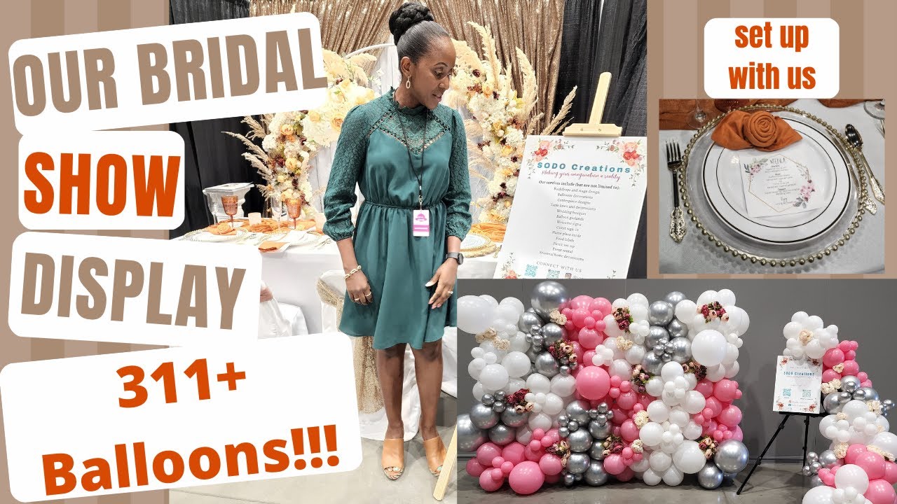Balloon wall and booth set up at bridal show