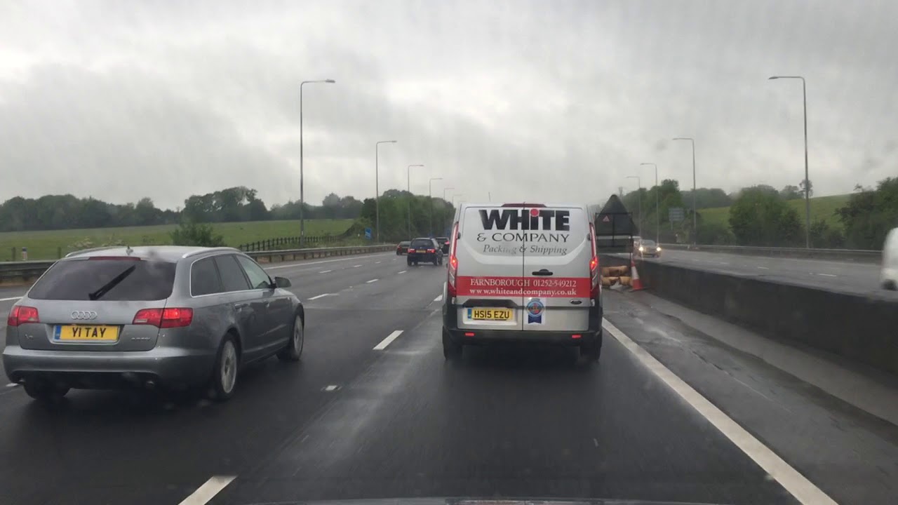Driving on the A355, M40 and M25 from Beaconsfield Services, Bucks to M25 J24, Potters Bar, Herts
