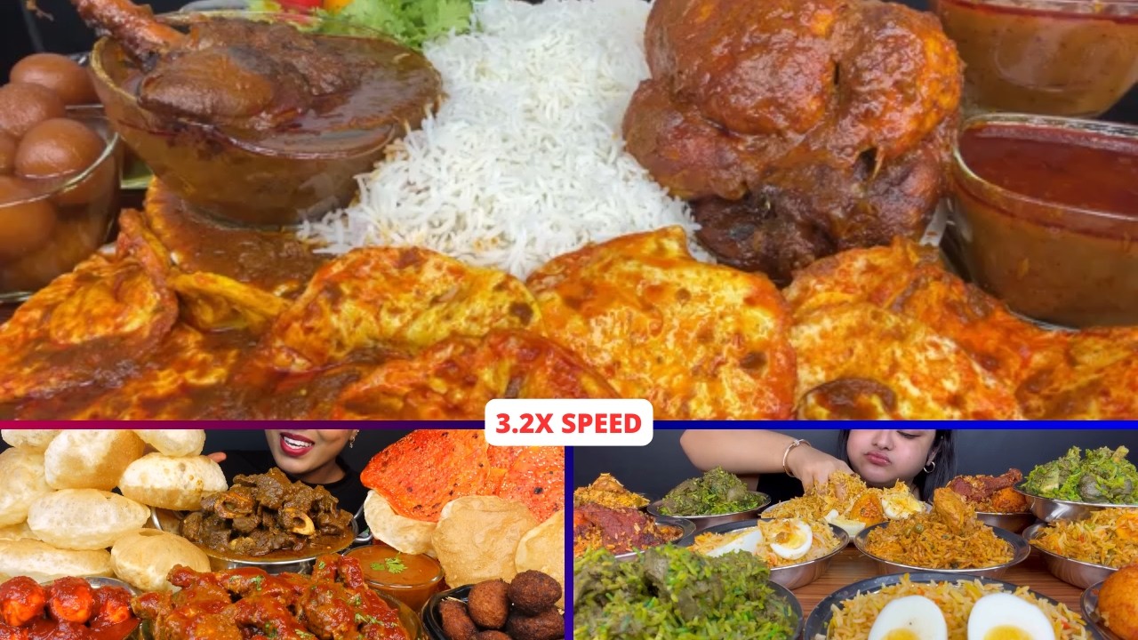 ASMR: Eating 20 Plates Biryani Challenge 😱 Chicken, Egg, Veg & Hariyali Biryani+Chicken Curry Feast!