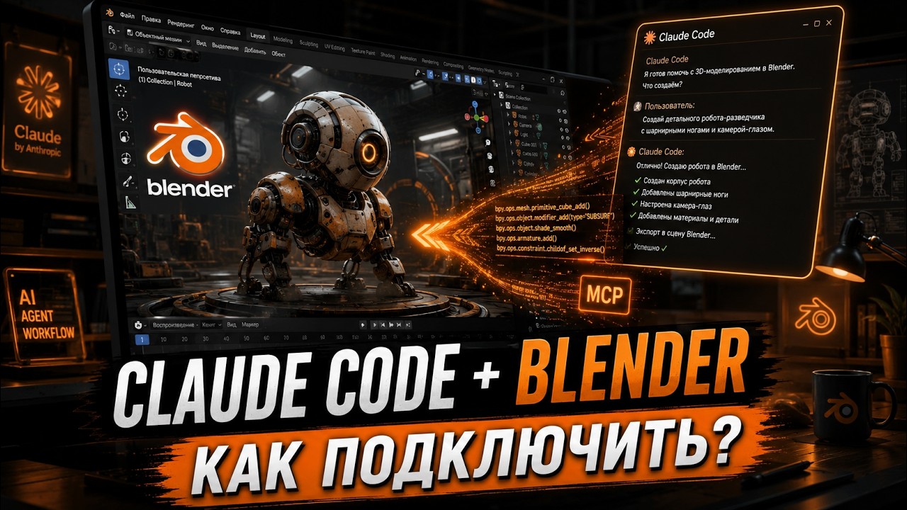 Подключение AI к Blender через MCP