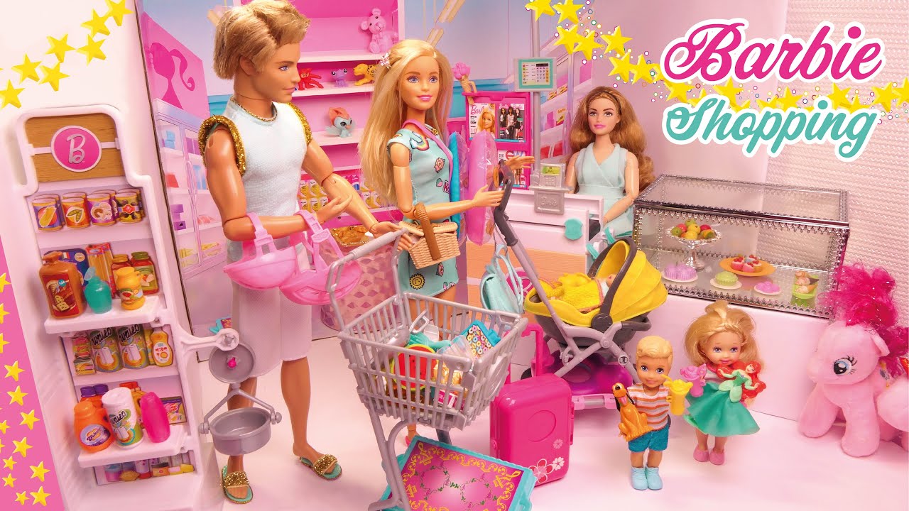 Barbie Shopping with Ken & Kids! Fun Grocery Store & Toy Haul for Hawaii Vacation