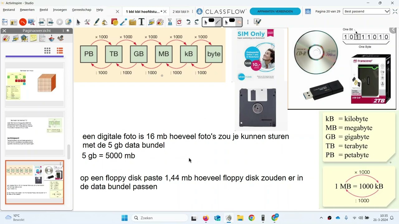 eenheden van data (informatie) (1 vmbo basis kader)