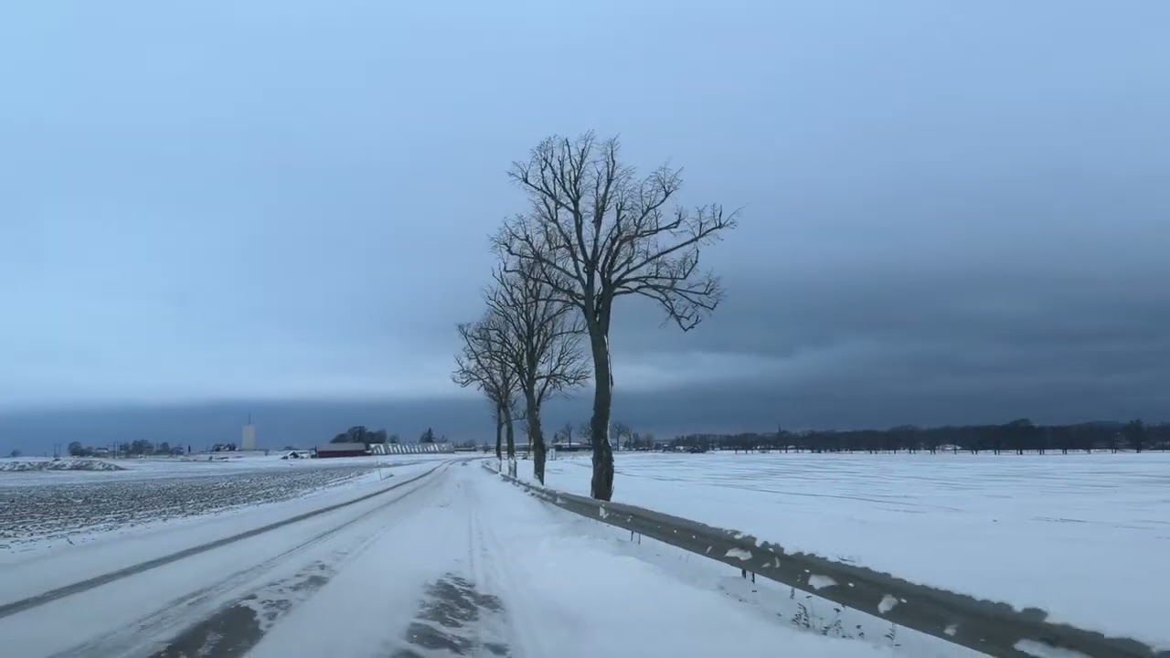 Snowy and Icy road to Vadstena, Sweden