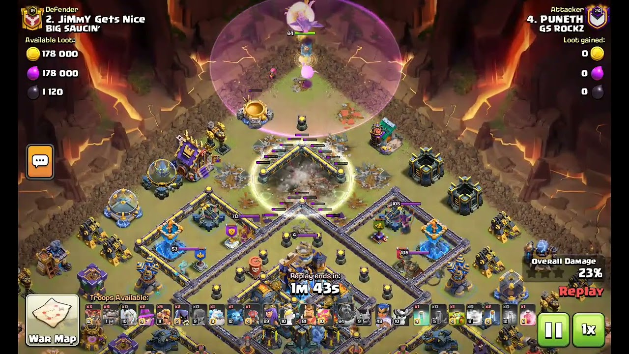 Th 17 vs max th 18 meteor golem attack