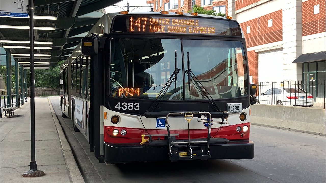 CTA On Board Riding 2013 New Flyer D60LFR Bus 4383 on Route 147 from State Street to Howard Station