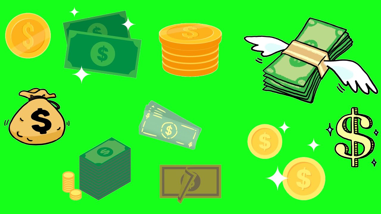 MONEY Green Screen 💲💲💲 Dolars and Coins ANIMATED OVERLAYS (Pack #1)