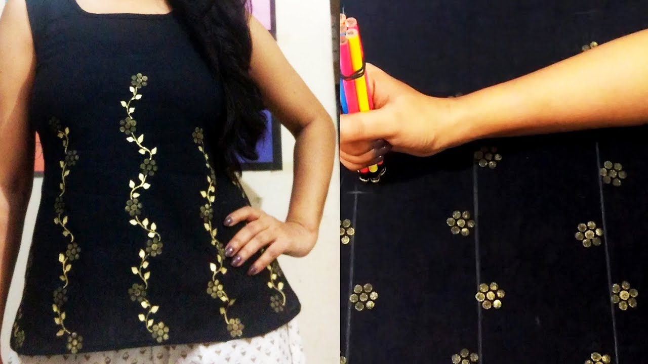 FABRIC PAINTING ON TOP USING PENCIL | DIY Painting ideas | HOME MADE STAMPS FOR PAINTING