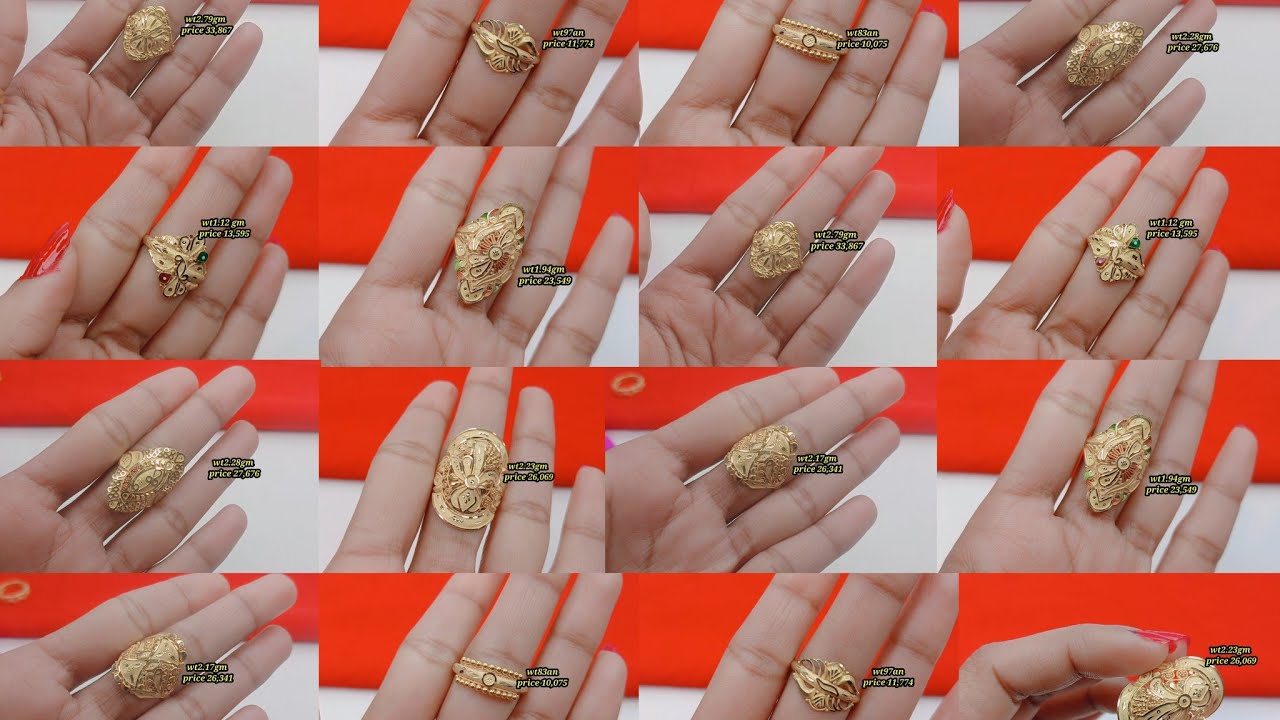 दुल्हन को गिफ्ट देने वाला अलग-अलग तरह के फैंसी रिंग का डिजाइन बना है जो भरी और हल्के वजन में बना ||