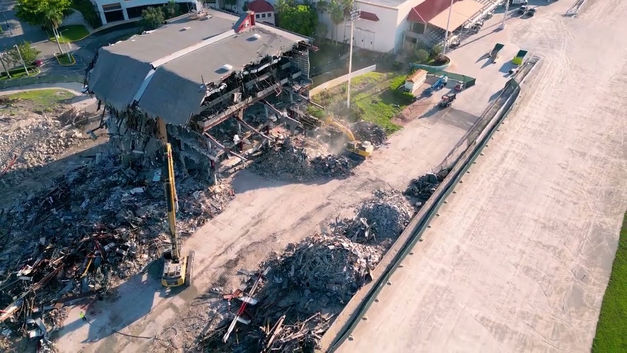 2023 -- Drone Video of Pompano Park Harness Track Being Torn Down