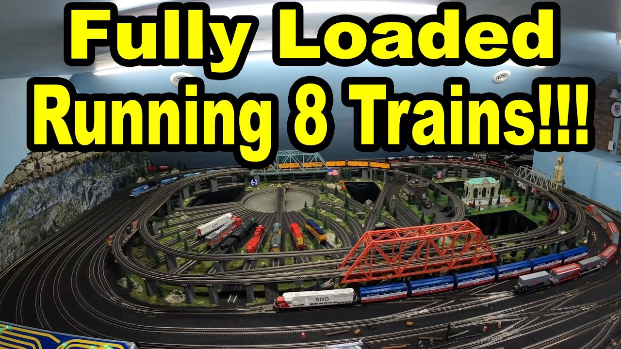 Fully Loaded - Running all 8 model trains on the layout!!!