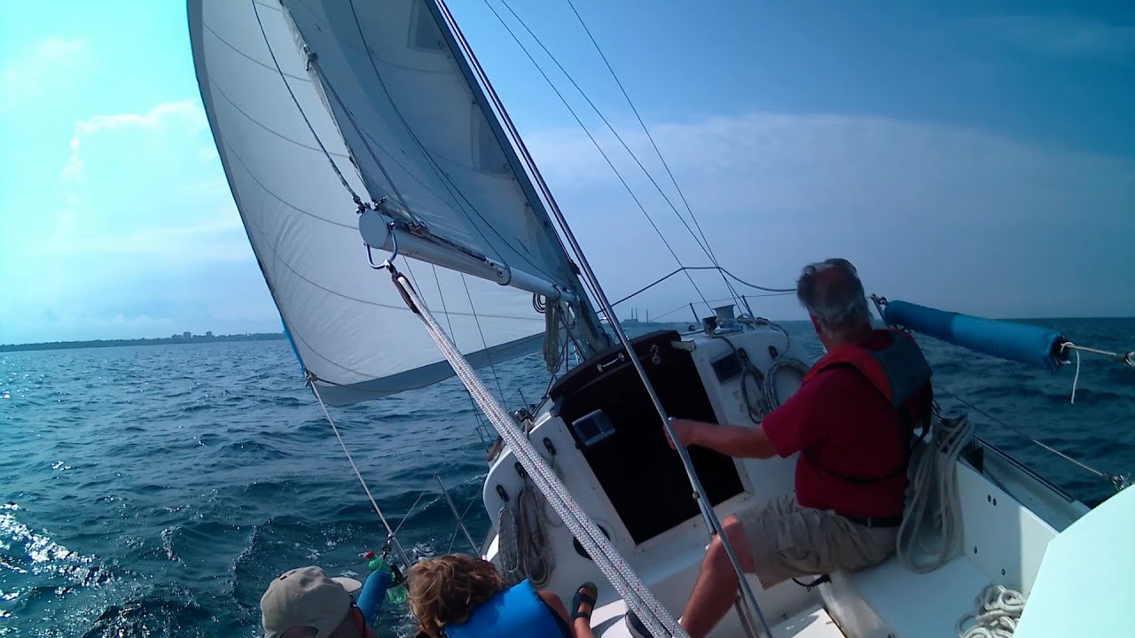 S.V. Thanks Dad - Light winds on Lake Michigan with some fishing and a swim.