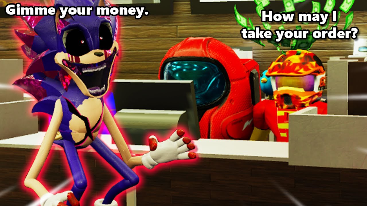 ROBLOX SONIC.EXE ROBS A susbucks cafe?? (no huggy wuggy allowed)