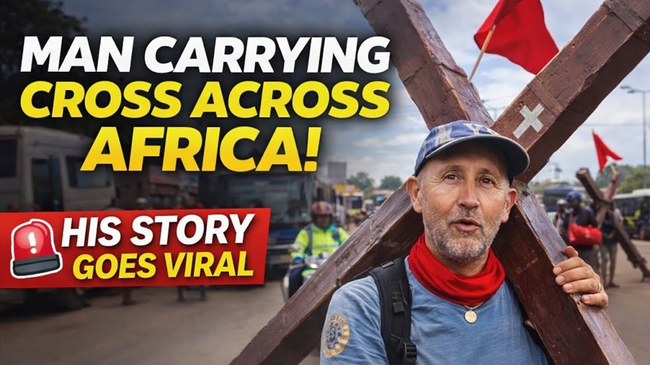 Man Walks With a Cross Across Africa – Police Escort Him 😳